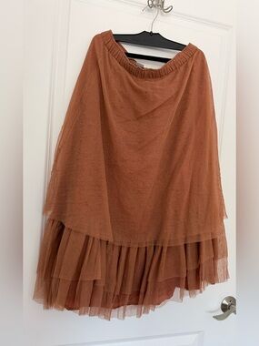 Lilith Paris France Tiered Mesh Princess Fairy Skirt Brown/Auburn M